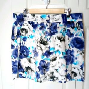 GG Blue Golf Skort 10 Floral Watercolor Print